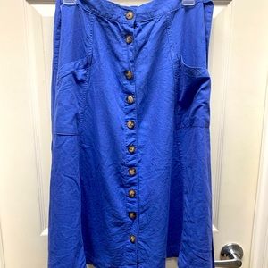 a.n.a Cobalt Blue Button-Front Midi Skirt